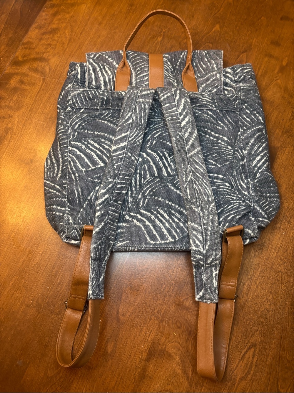 lu & elle Navy Canvas Tote with Brown Accent - Picture 8 of 8